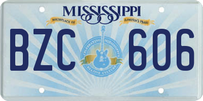MS license plate BZC606