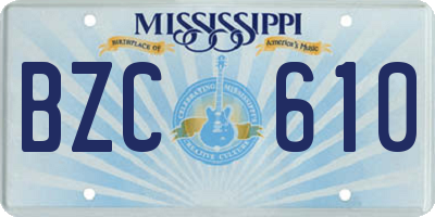 MS license plate BZC610