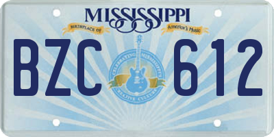 MS license plate BZC612