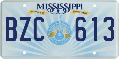 MS license plate BZC613