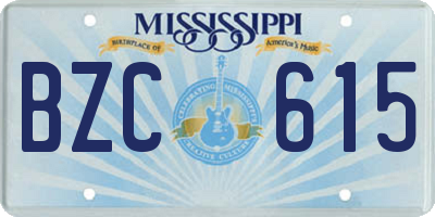 MS license plate BZC615