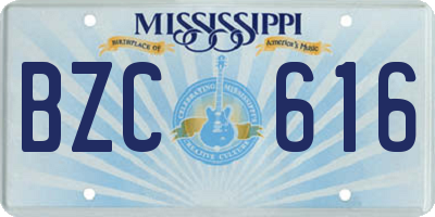 MS license plate BZC616