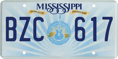 MS license plate BZC617