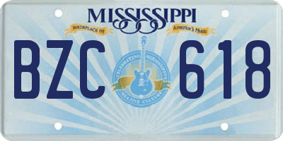 MS license plate BZC618