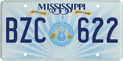 MS license plate BZC622