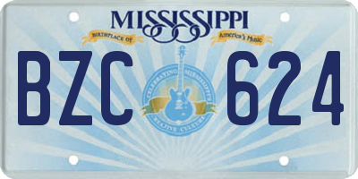 MS license plate BZC624