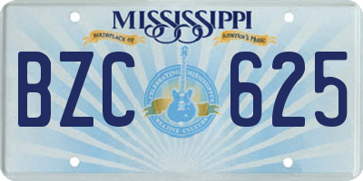 MS license plate BZC625