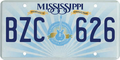 MS license plate BZC626