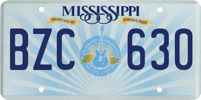 MS license plate BZC630