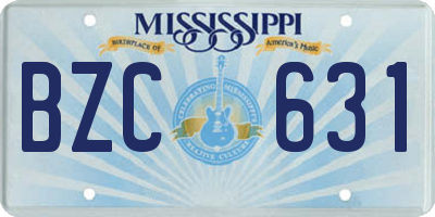 MS license plate BZC631