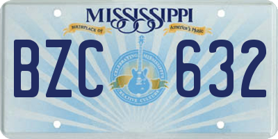 MS license plate BZC632