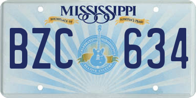 MS license plate BZC634