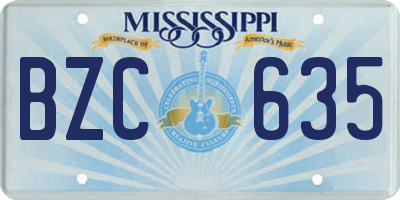 MS license plate BZC635