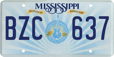 MS license plate BZC637
