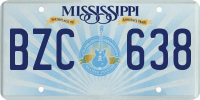MS license plate BZC638