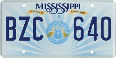 MS license plate BZC640