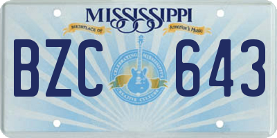 MS license plate BZC643