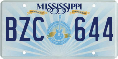 MS license plate BZC644