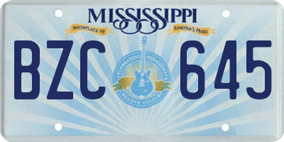 MS license plate BZC645