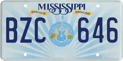 MS license plate BZC646