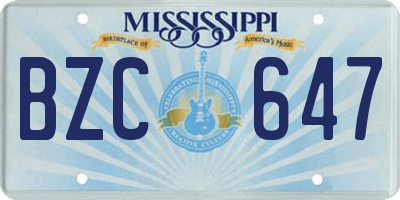 MS license plate BZC647