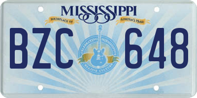 MS license plate BZC648