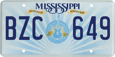 MS license plate BZC649
