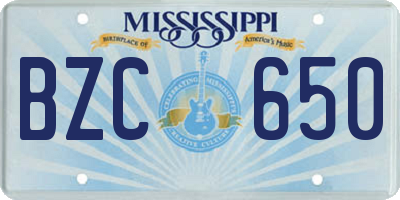 MS license plate BZC650
