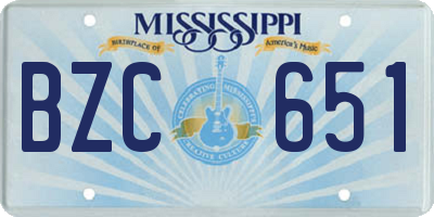 MS license plate BZC651