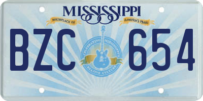 MS license plate BZC654
