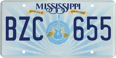 MS license plate BZC655