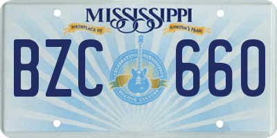 MS license plate BZC660