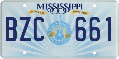 MS license plate BZC661