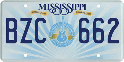 MS license plate BZC662