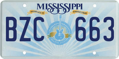 MS license plate BZC663