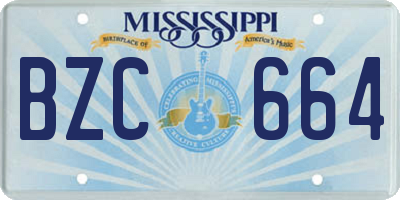 MS license plate BZC664