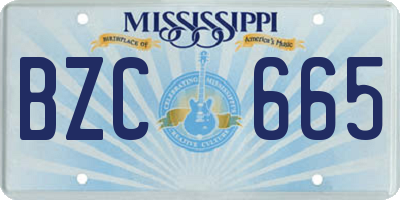 MS license plate BZC665