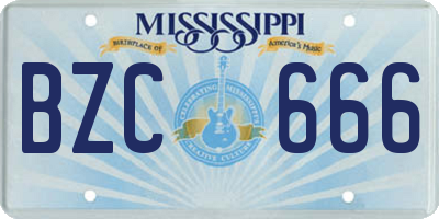 MS license plate BZC666