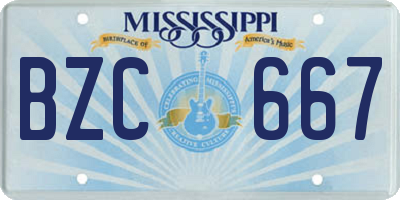 MS license plate BZC667