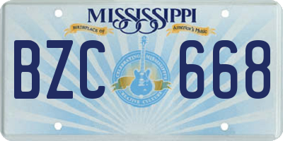 MS license plate BZC668