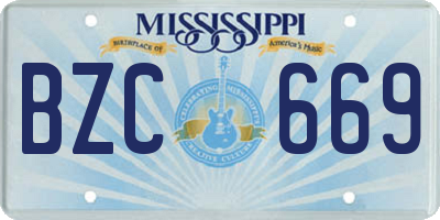 MS license plate BZC669