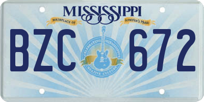 MS license plate BZC672