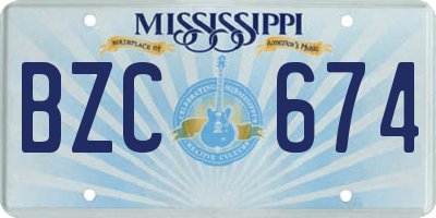 MS license plate BZC674
