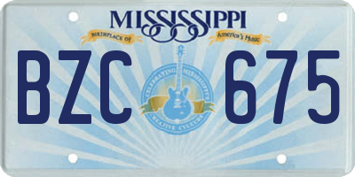MS license plate BZC675