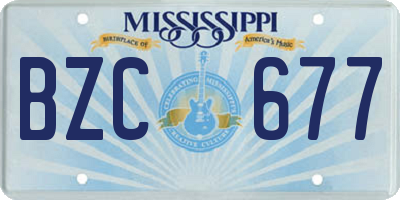 MS license plate BZC677