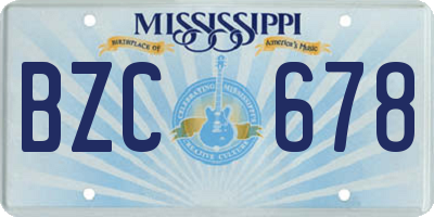 MS license plate BZC678