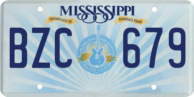 MS license plate BZC679