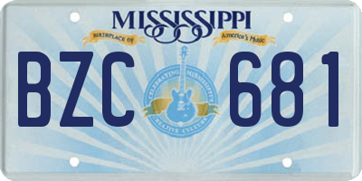 MS license plate BZC681