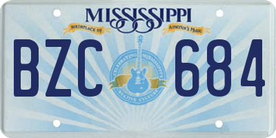 MS license plate BZC684