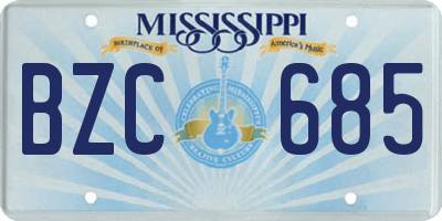 MS license plate BZC685